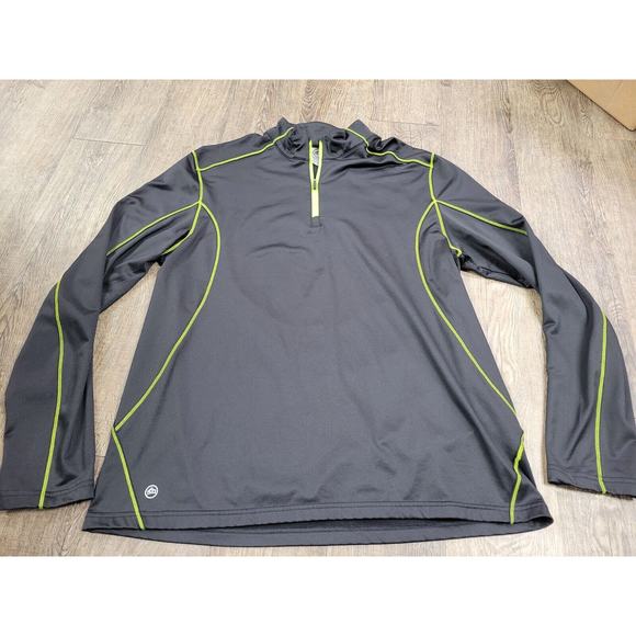 Stormtech Mens XXL Long Sleeve Performance Black Neon Base Layer 1/4 Zip Shirt - Picture 1 of 4